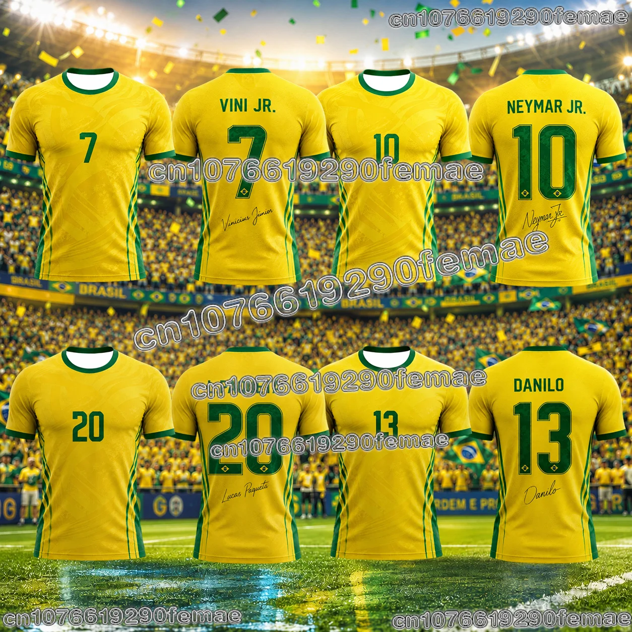 Image of 2026/27 Brasilien Fußballtrikot Individueller Stil Fan-Edition Atmungsaktiv Schnelltrocknend Tägliches Outdoor-Fußballtraining-Oberteil für Kinder und Erwachsene