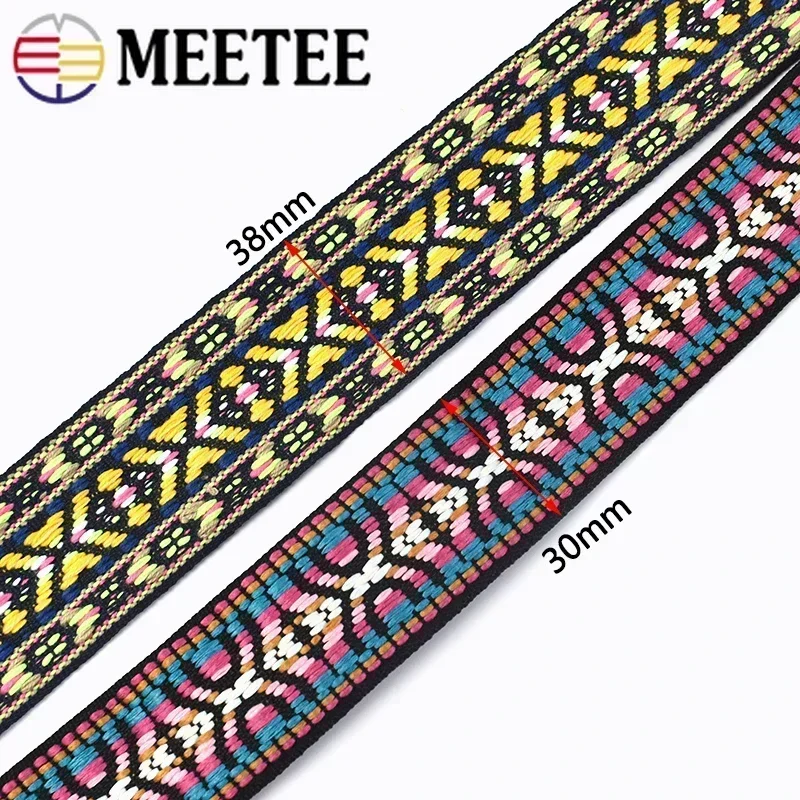 5Yards Meetee 30/38mm Polyester Cotton Jacquard Webbing DIY Sewing Webbings Ribbon Garment Bag Straps Bias Decorative Lace Tape