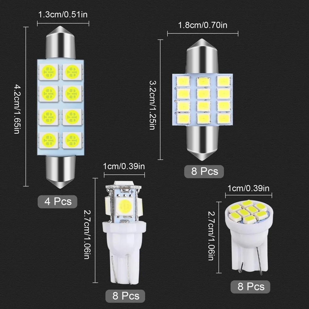 28pcs Interior Light Bulbs Kit T10 31mm 42mm 6000k Dome License Plate Lamp Bulb Car Trunk Replacement Parts 12v Led Lights