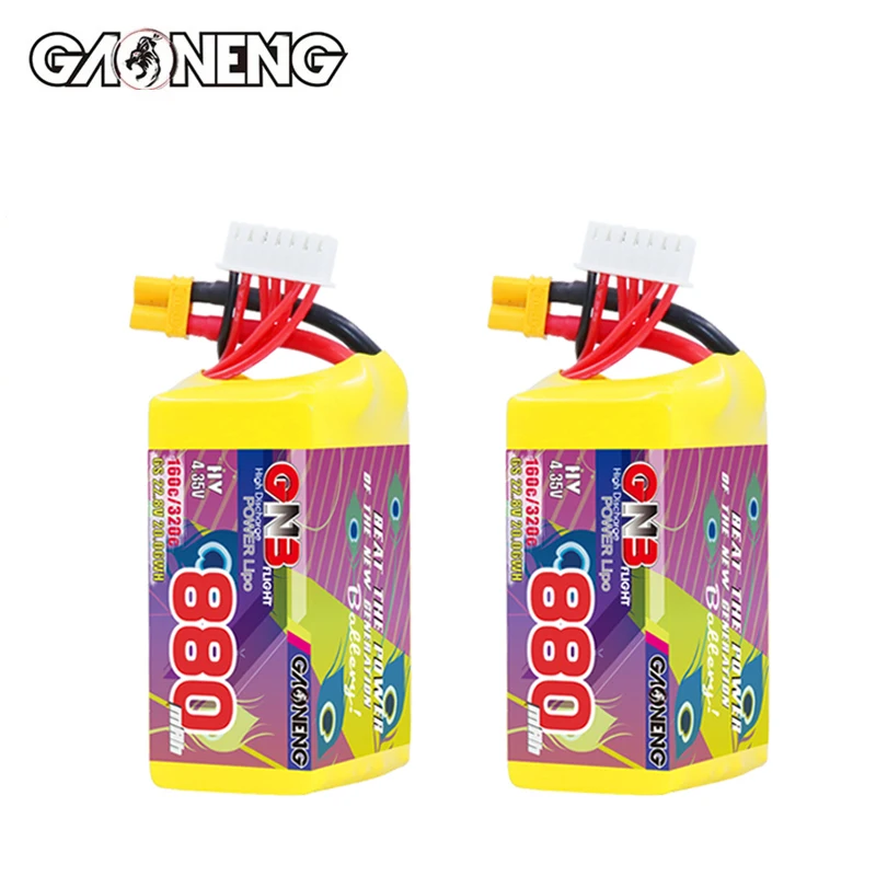 1/2Pcs GNB 6S 22.8V 880mAh 160C/320C LiPo Battery With XT30 Plug for FPV Drone Quadcopter Airplane Helicopter RC Parts Battery