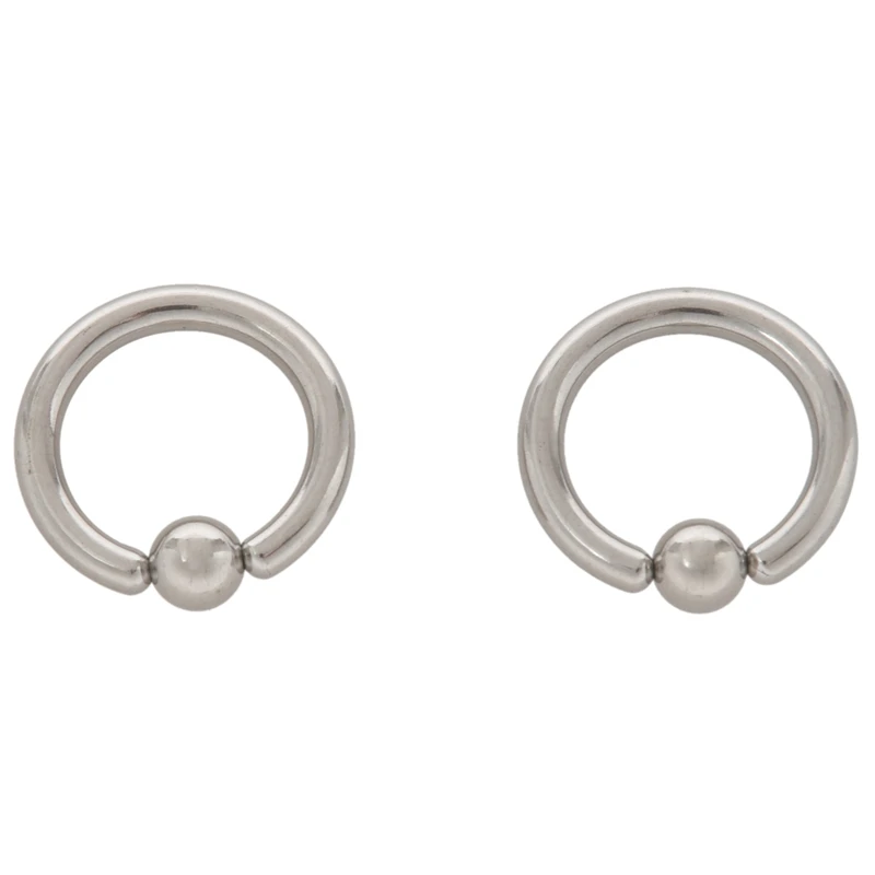 2 Pair Stainless Steel Captive Bead Ear Rings Hoop BCR Studs Piercing Steel Color, 6G(4Mm) X 16Mm & 2G(6Mm) X 16Mm