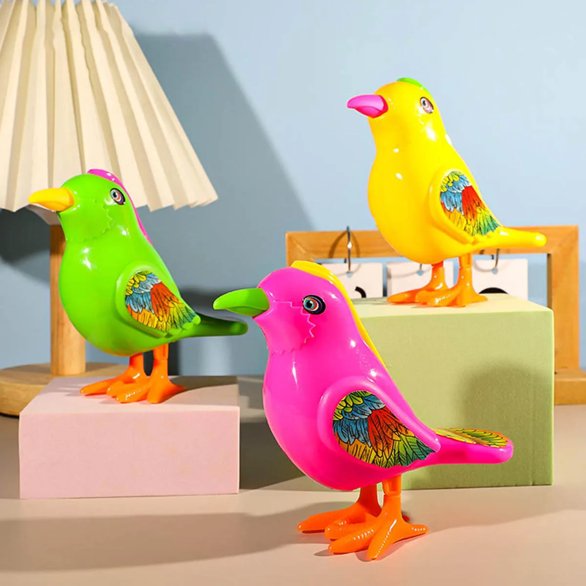2Pcs Childhood Nostalgia Toys Clockwork Simulation Bird Cute Animal Wind-up Toys Jumping Bird Baby Interactive Gift Toys