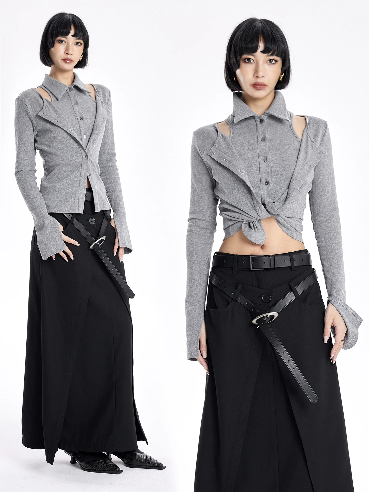 

Элитный вязаный комплект: кардиган на пуговицах с длинными рукавами и облегающий топ. Зимняя коллекция B-Class для женщин.