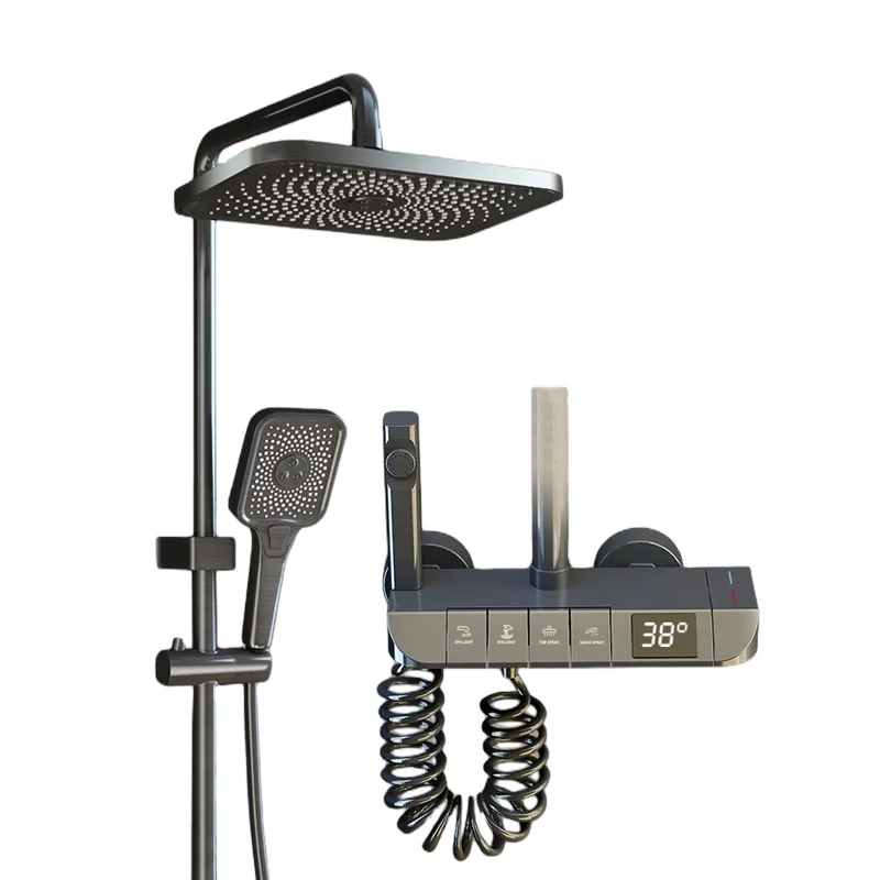 

Digital Display Shower System Bathroom 4 Gear Thermostatic Shower Set Rainfall Shower Kits