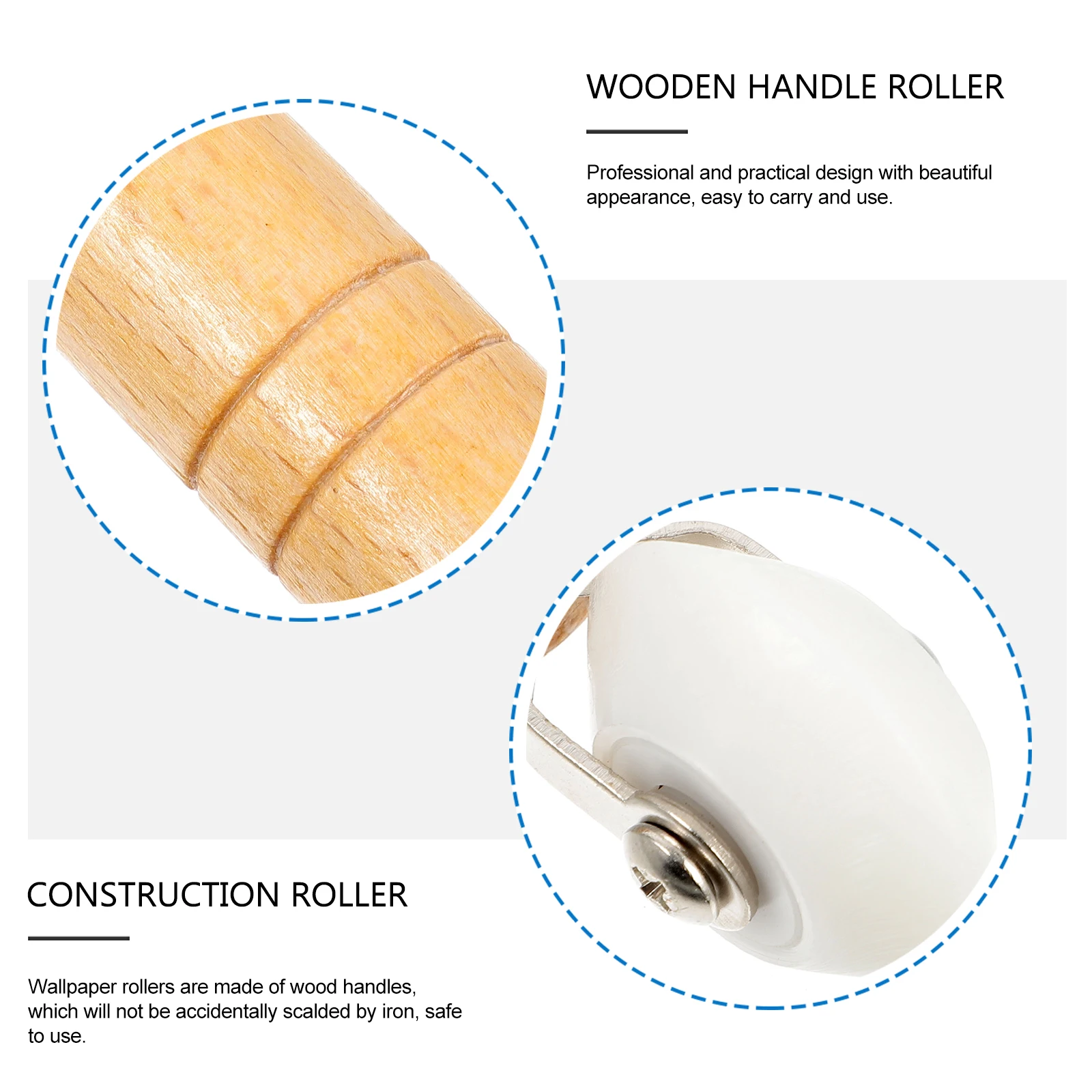 Double Head Wallpaper Construction Tool Seam Roller Wheel Premium Glue Wooden H Flexible Operation Safe Use Multi