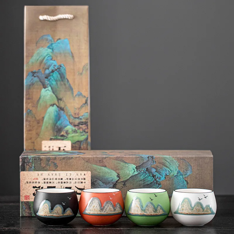 

Грубая керамика в китайском стиле Yuanshan Tea Cup Master Cup Керамическая чашка для дегустации кунг-фу Личное использование Высококачественный подарочный набор для перетаскивания