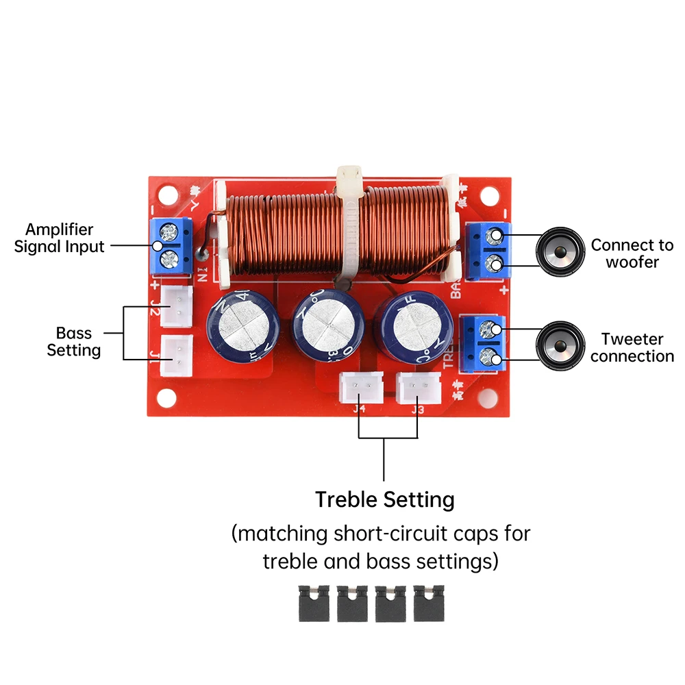 Modulo filtri crossover a 2 vie da 400 W Effetto di miglioramento regolabile ad alta e bassa frequenza Saldatura gratuita per altoparlanti Audio