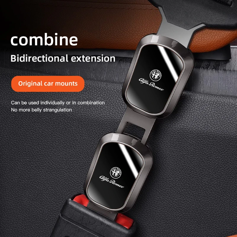 Car Seat Belt Extender Plug For Alfa Romeo 4C 159 Spider Mito Giulia 156 Mirror Metal Safety Belt Extend Lock Buckle Accessories view 3