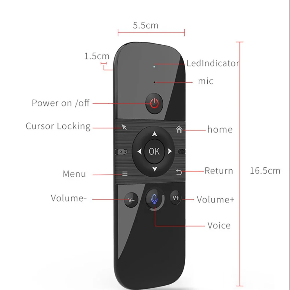 Wireless Air Voice Mouse 2 in 1 2.4G Bluetooth Mini Keyboard Rechargeable Remote Control IR Learning for Smart TV Android TV Box