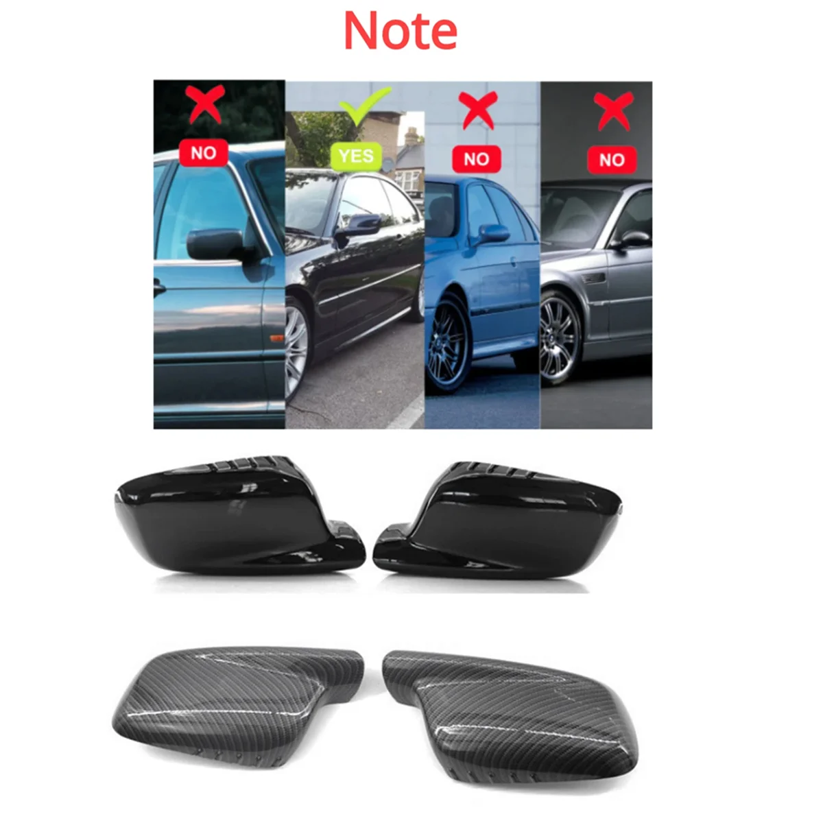 Bright Black Side Rearview Mirror Cover for BMW 3 7 Series E46 E65 E66 E67 745I 750I 760Li 730Li