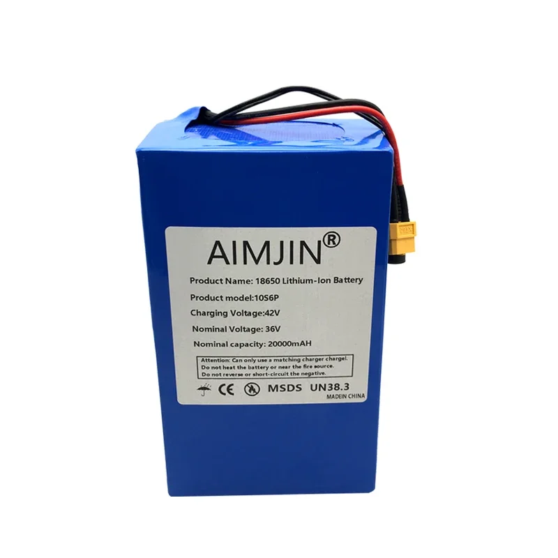 10S6P 36v 20Ah Brand New 500-1000W Large Capacity Lithium Battery for Uses Most Vehicles， and Multiple plug selection