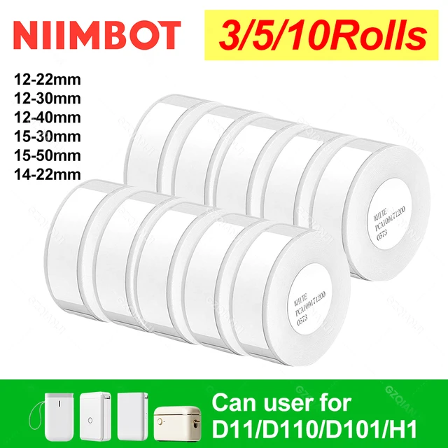 Niimbot D11 D101 D110 Oryginalne rolki papieru do etykiet Różne rozmiary papieru do etykiet w kolorze białym 3 5 10 rolek do drukarki