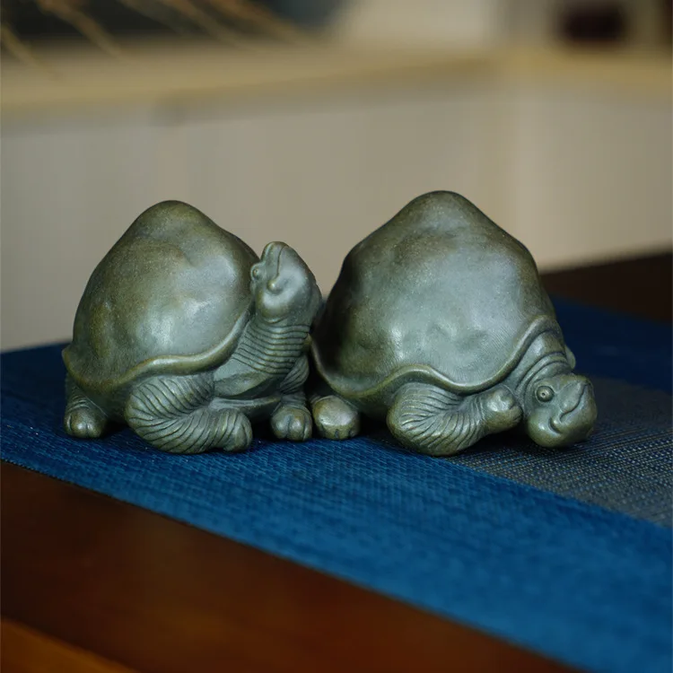 Longevity Turtle Sculpture Ornament Yixing Purple Clay Artware Utensils Set Ceremony Cute Pet Fun Tea Accessories
