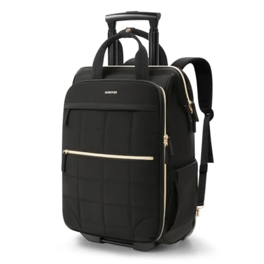 

Rolling Puffer Backpack for Women Wheeled Laptop Backpack Short-Term Travel Backpack with Wheels Roller Adults Work Computer Ba