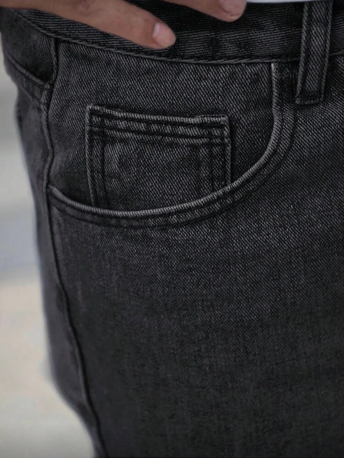 Men's Loose Straight Jeans, Vintage Dark Grey Washed, Casual Daily Wear, Comfortable & Versatile, All Sizes - Image 4