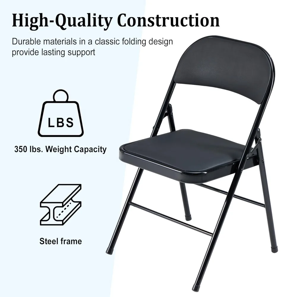 10 Pack Black Folding Chairs with Padded Cushion and Back, Foldable Outdoor Chairs with 330-LBS Capacity, Customized image 6