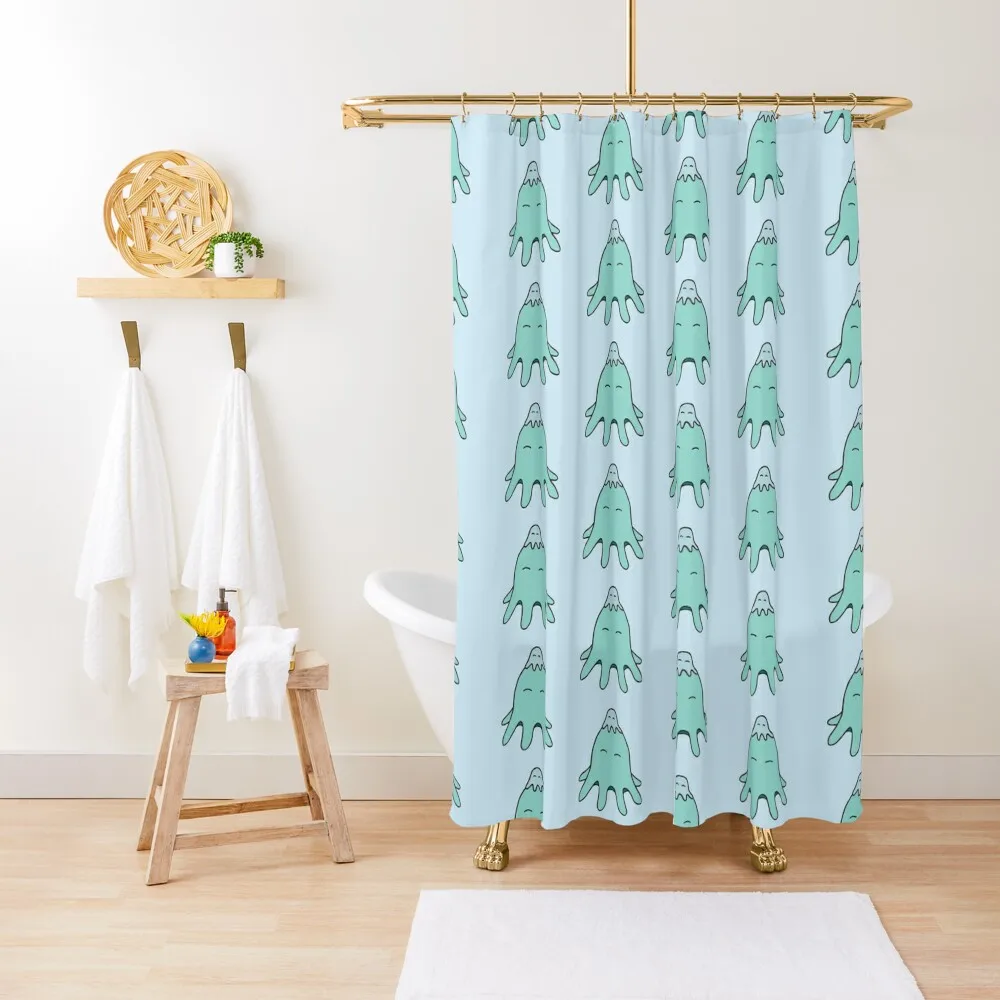 Octopus Friends – Light Teal on Powder Blue Repeat Shower Curtain Bathroom Shower Set Cover Curtain