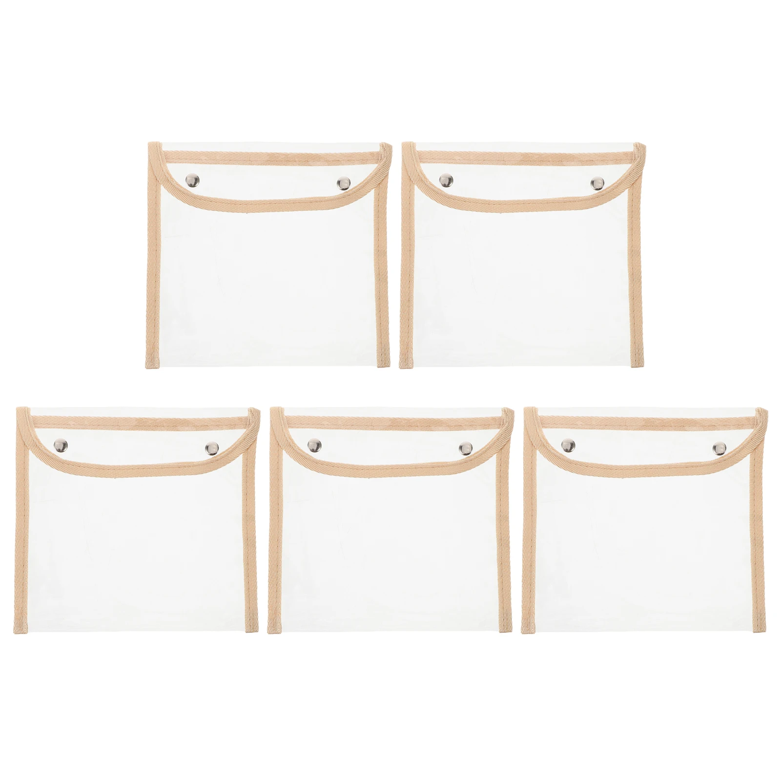 5 Pcs Transparent File Bag Pencil Pouch Holder Case Clear Cases for Students Plastic Pvc Snap Closure Organizer