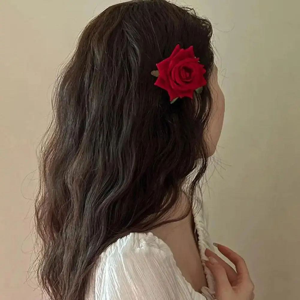 Retro Rose Flower Classy Elegant Fashionable Hairpin Accessories Hair Flower Rose Side Clip Red/pink/white Accessories Hair O6q1