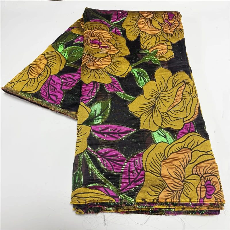 

Африканская парча, жаккардовая кружевная ткань, высокое качество, 5 ярдов, сетчатая кружевная ткань, французская позолоченная кружевная ткань для свадебного платья 9L6060501