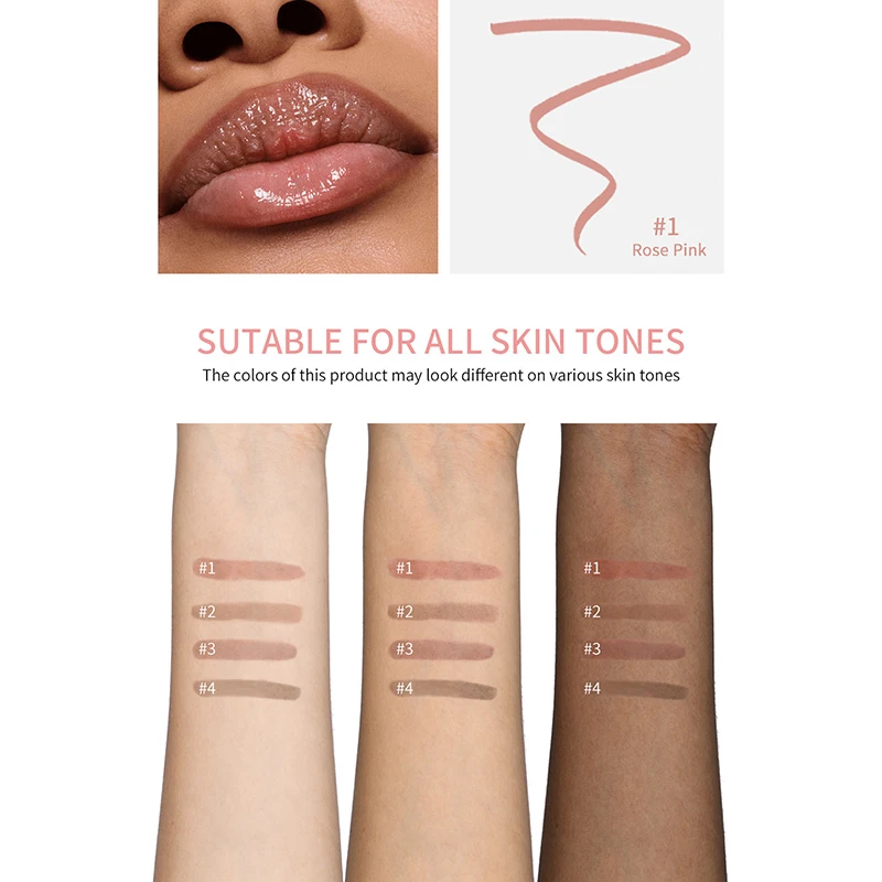 Waterproof Long Lasting Makeup Four Shades Lip Stain High Pigment Vitamin E Nourishing Matte Peel Off Lip Liner