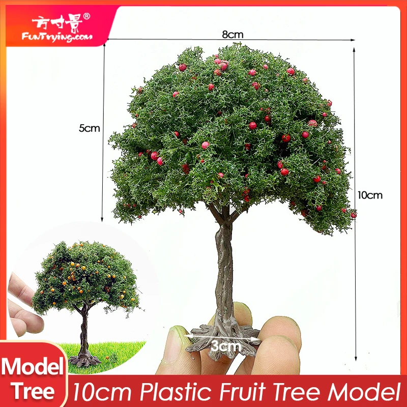 10cm Micro Landscape Simulation Fruit Tree With Base Plastic Tree Sand Table Decoration Apple Orange Lemon Fruit Tree Model