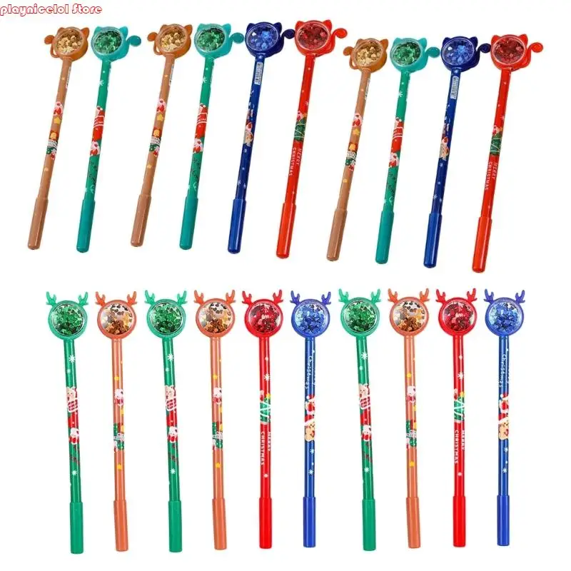 E8BA 10pcs عيد الميلاد جل القلم 0.5 مم إبرة لكتابة الملاحظات أخذ دفتر اليومية