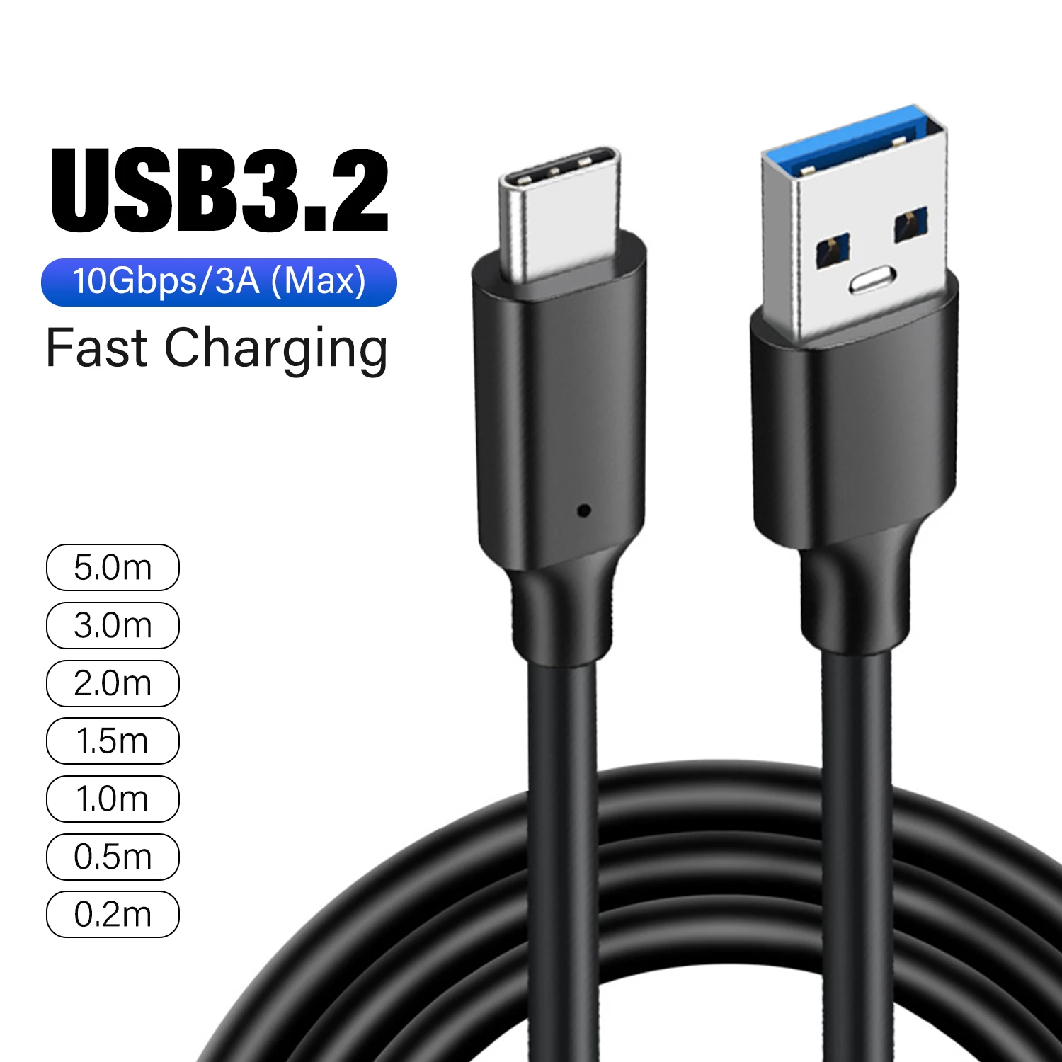 High quality USB3.2 10Gbps Cable USB C 3.1/3.2 Gen2 Cable Data Transfer USB C SSD Hard Disk Cable 3A 60W QC 3.0 Fast Charging