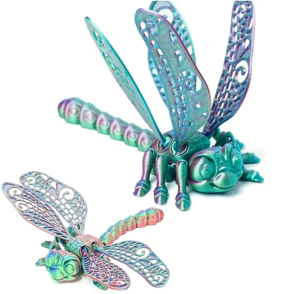 

3D Printed Dragonfly Figurine Collectible Desk Decor Transformable Design,For Halloween Christmas Xmas Thanksgiving Toy Kids