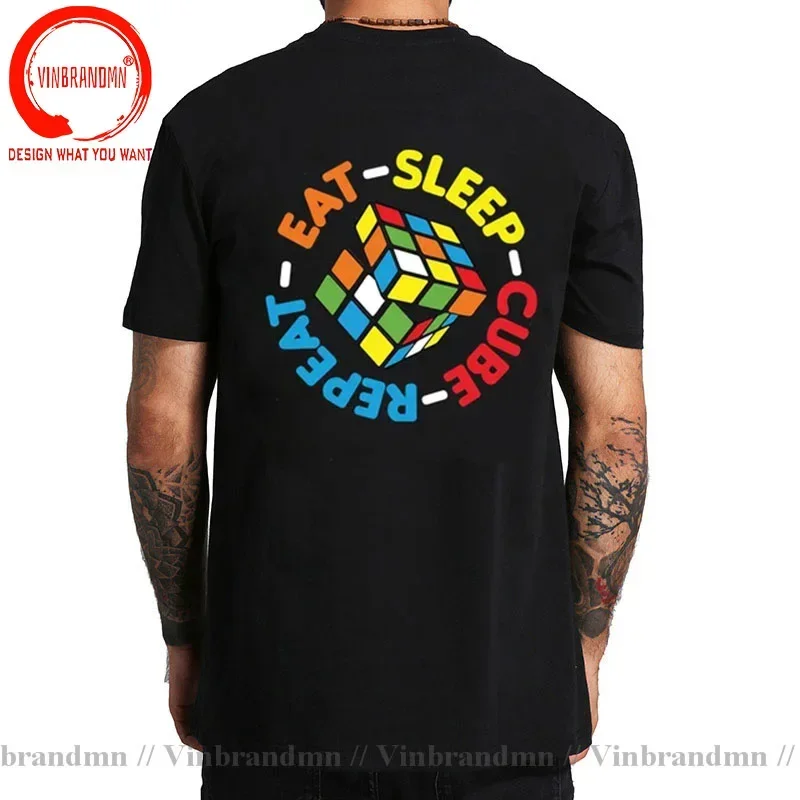 Geek Eat Sleep Cube Repeat T Shirt Men Funny Cubes Puzzle Speed T-Shirt Kid Boys Rubiks Magic Cube Tee Shirt Magic Square TShirt