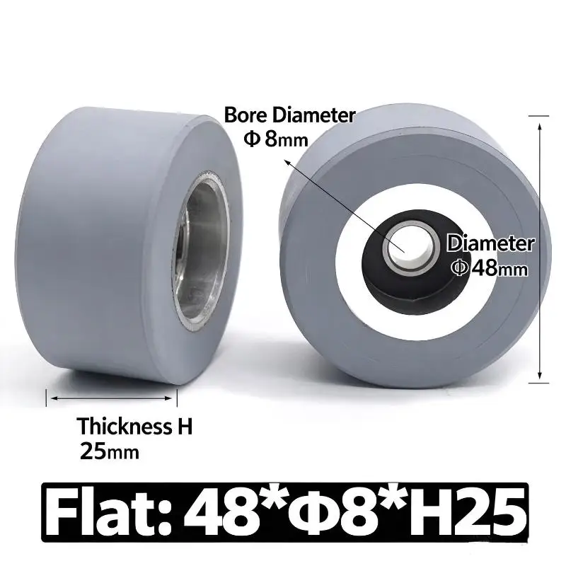 Single Rubber Press Wheel Anti-slip with Bearing Assembly 48x8x25mm Gray for Small Mechanical Device Repairs