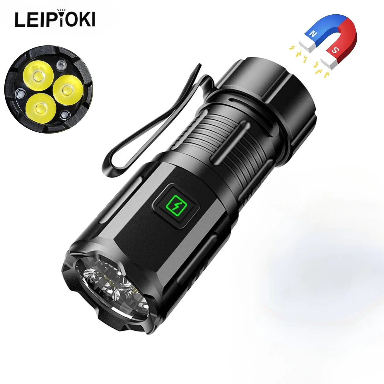 

3*Led Mini Flashlight USB Rechargeable Portable Magnet Torch Cap Clip Light edc Small Lantern for Outdoor Hiking Camping