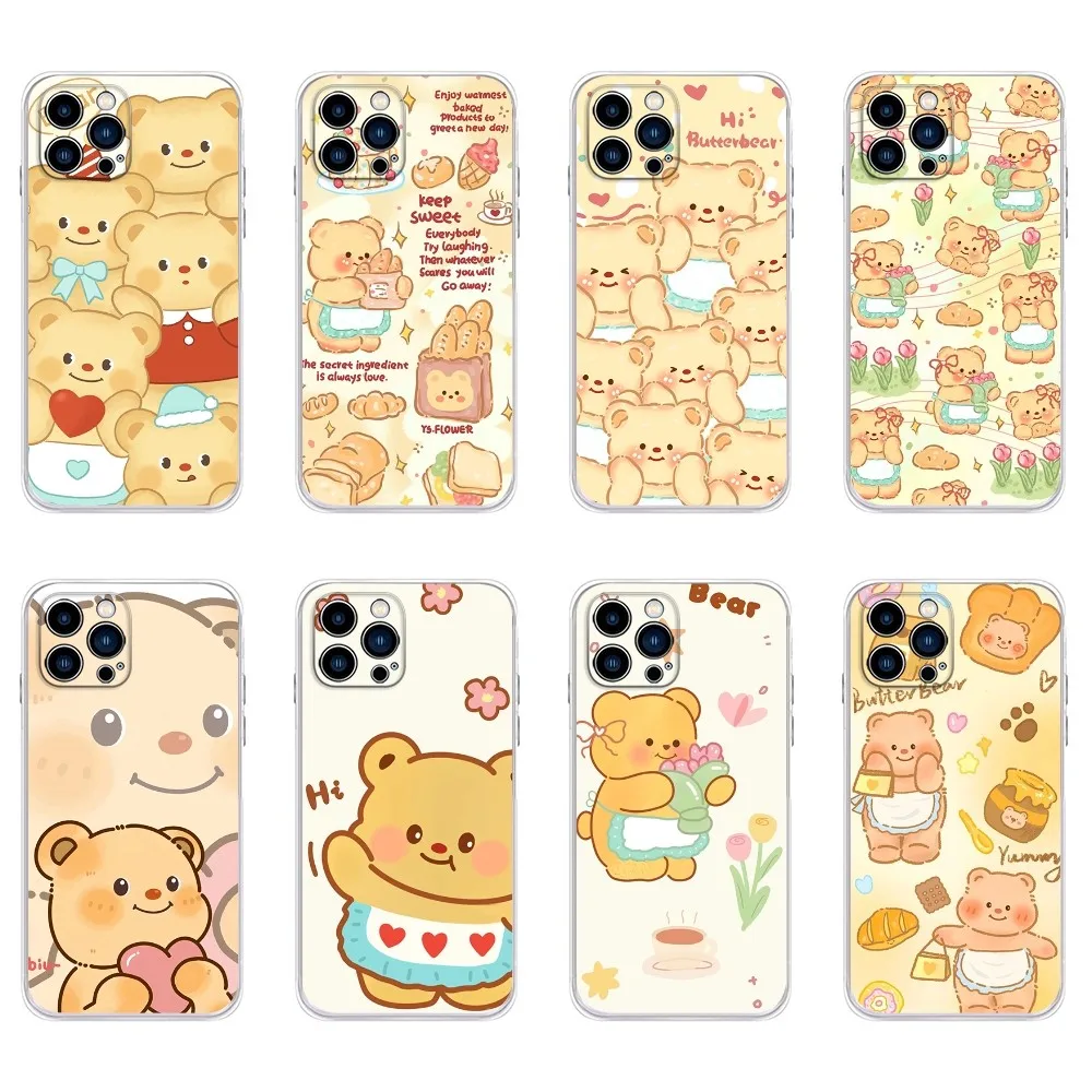 

Cartoon B-Butterbear Phone Case For IPhone 15,14,13,11,12 Pro Max Mini X XR XS 7,8 Plus SE Transparent Cover