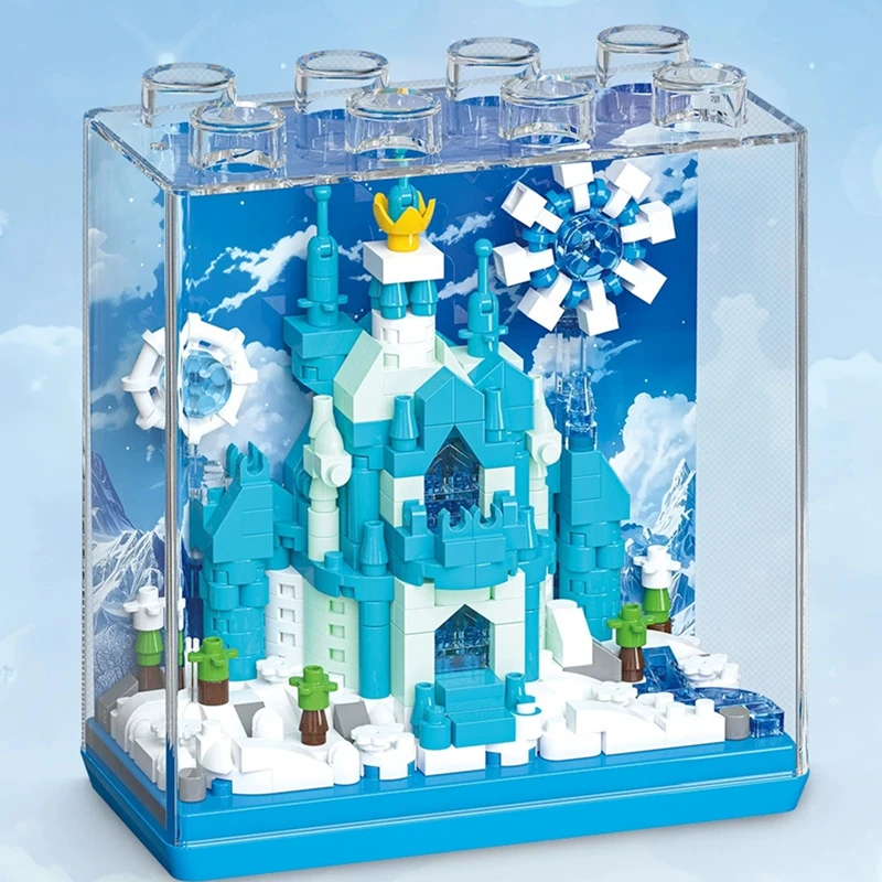 لتقوم بها بنفسك صندوق عرض قصر الجليد الزفاف الكنيسة هاري القلعة خرافة حلم منزل اللبنات نموذج الطوب مجموعات أطفال مجموعات اللعب #5