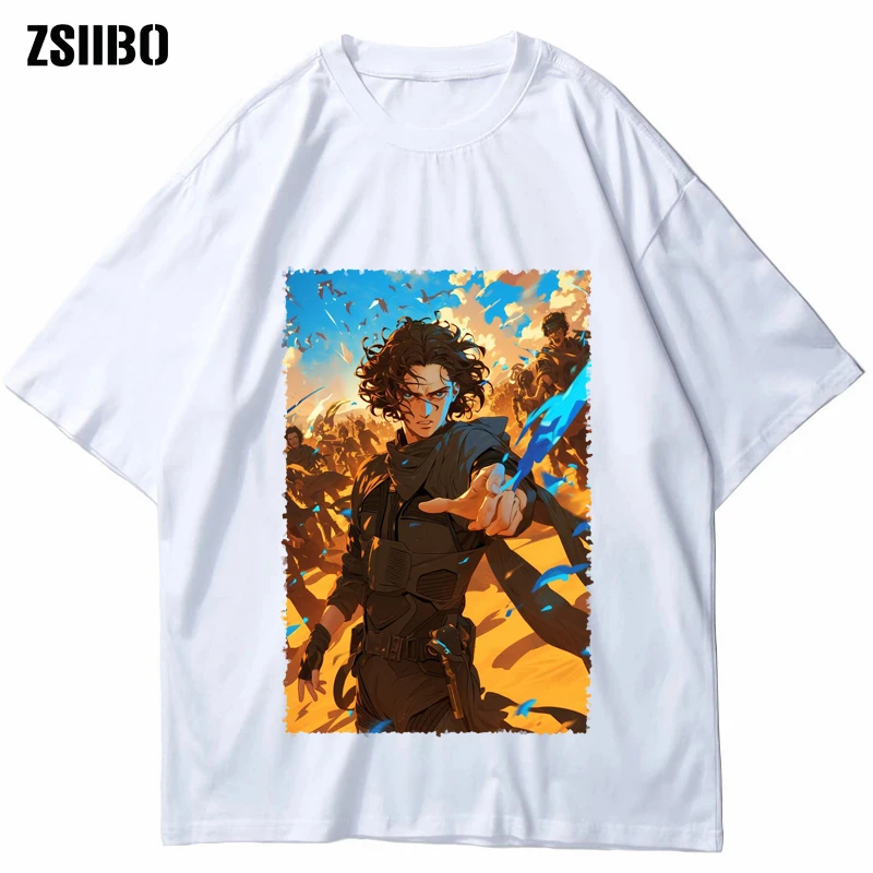 

Y2k Women's Dune Print Goth Clothing Summer Short Sleeved Dune TWO T Shirt Streetwear Loose Unisex Causal Tees Girl Tops