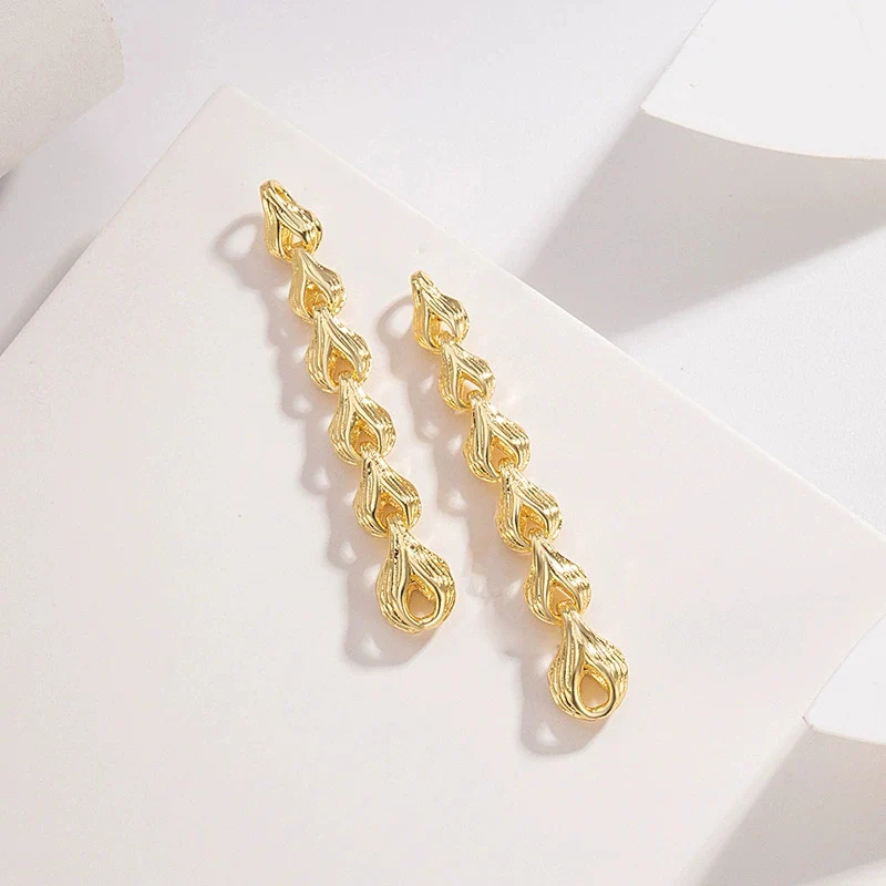 

New Gold Color Dragon Bone Wheat Tassel Earrings Light Luxury Temperament Necklace High-end Unique Jewelry Set for Women KOFSAC