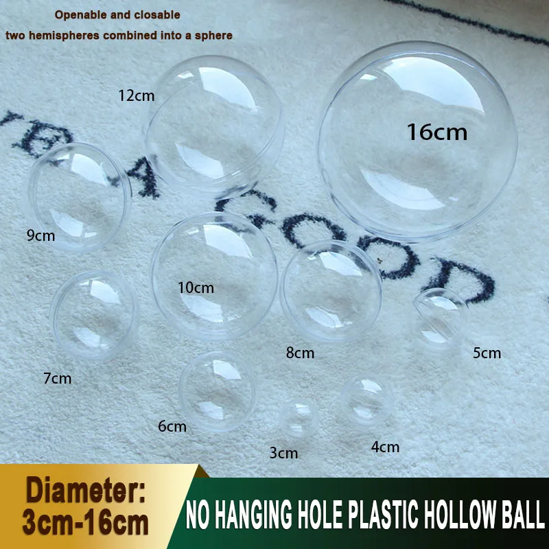1-10PCS No Hanging Hole Plastic Hollow Ball Diameter 3cm-16cm DIY Decoration Transparent Sphere for Craft Supplies and Gift Box