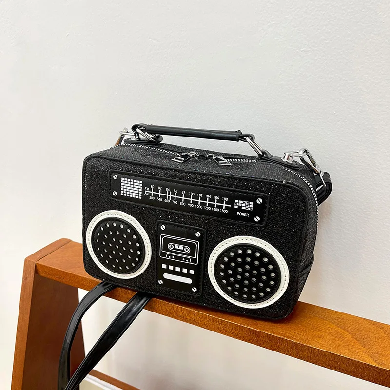 Creative Radio Design Handbag, Vintage Mini Crossbody Bag, Niche Design Box Bag & Square Purse Fast Shipment