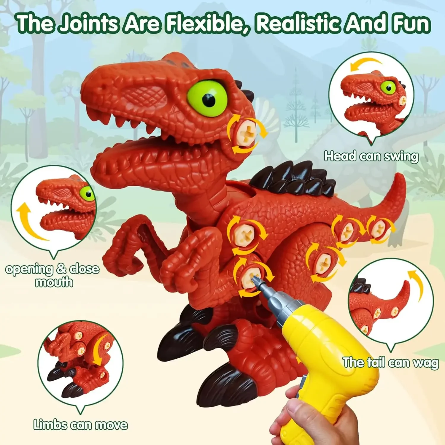 1pc Dinosaur Series Ornament, DIY Particles Assembled Model, Classromm Decor, Festival Birthday Gift Home Decor Room Decor