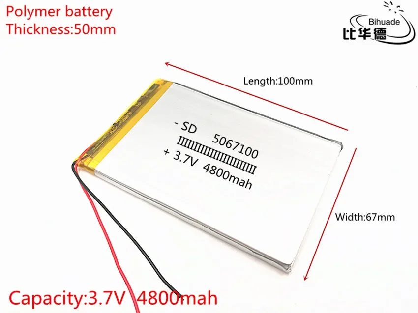 3.7V,4800mAH 5067100 (polymer lithium ion battery) Li-ion battery for tablet pc 7 inch 8 inch 9inch