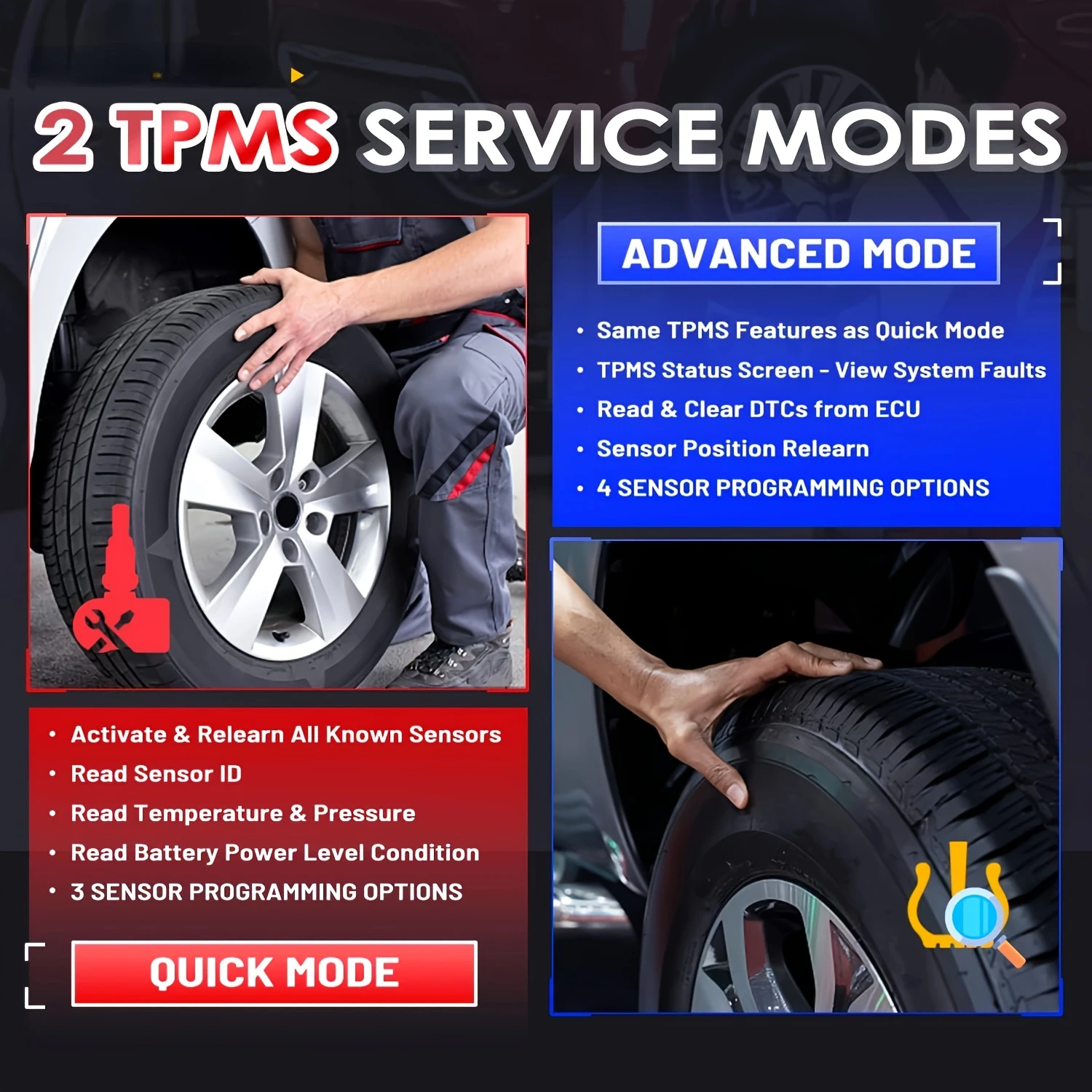 315/433MHz  MaxiTPMS TS508WF - Advanced TPMS Relearn Tool with WiFi Update - Activate/Program All Sensors, User-Friendly Tire Ma