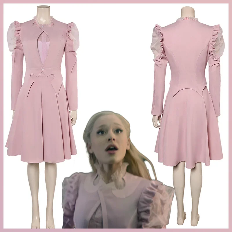 

FC62024 Movie Wiked Costume Disguise Witch Glinda Cosplay Fantasy Puffy Sleeve Pink Dress Clothing Adult Women Roleplay Out@FC8！