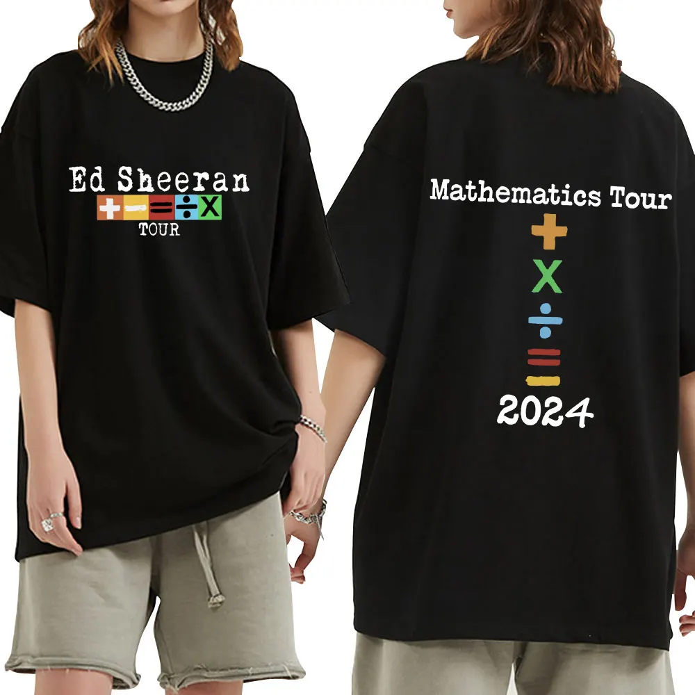 Ed Sheeran 2024 Concert Tour Mathematics T Shirt Fans Gift 100% Cotton Casual T-shirts Men\'s Vintage Hip Hop Tee Shirt Oversized