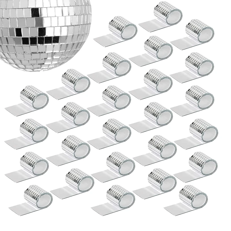 26 PCS Mirror Mosaic Tiles Self Adhesive Disco Ball Tiles Sticker For DIY Craft Silver