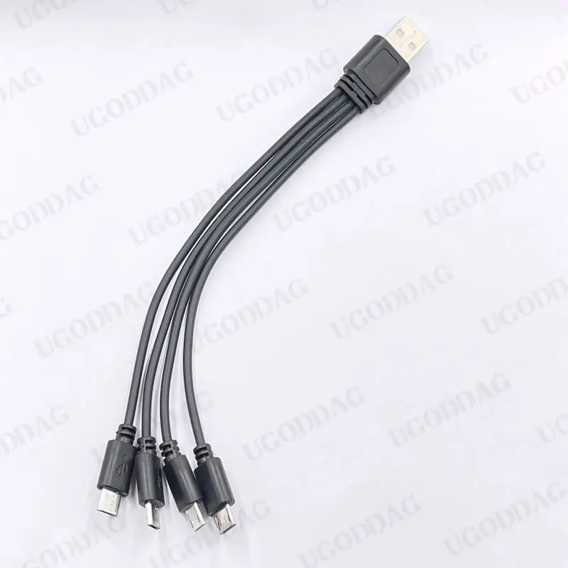 Cable divisor de 5V/2A USB 2,0 a Micro USB, 4 puertos, Cable de carga rápida para teléfono Android, Banco de energía, batería AA AAA