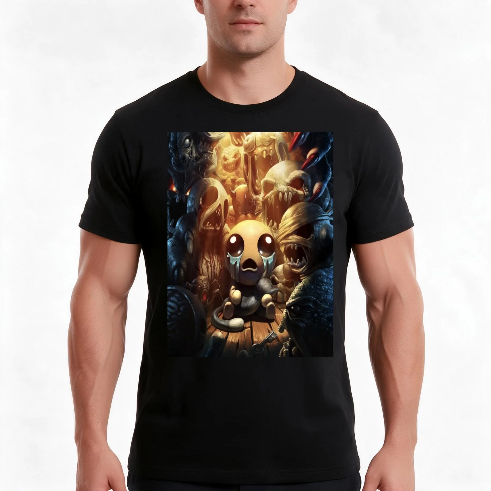 The binding of Isaac T-Shirt, Summer Casual Cotton Tee, Oversized Streetwear Tops, Vintage Graphic Print, Loose Fit Short Sleeve