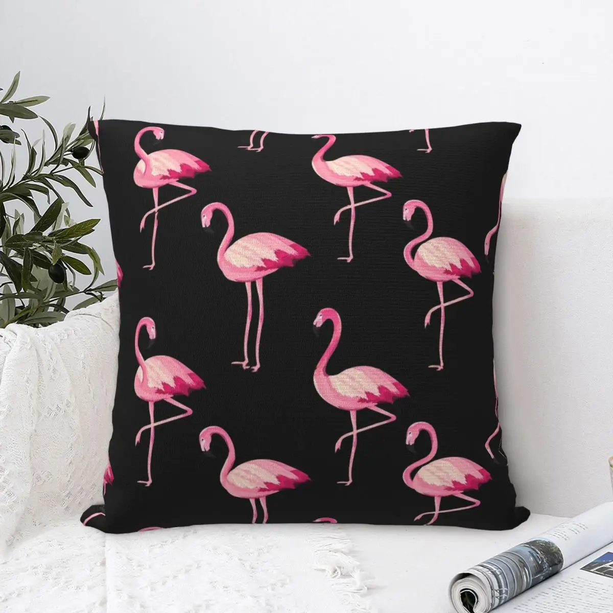 Pink Flamingo Pattern Pillow Cover Tropical Bird Pillow Case For Living Room Chair Cushion Cover Soft Printed Pillowcases Gift