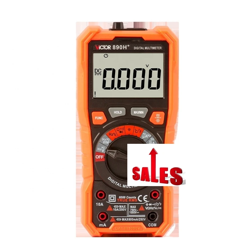 VICTOR 890H+ Smart Digital Multimeter 6000 counts Auto Range True RMS NCV DC 1000V AC 10A Temperature -20-1000 Celsius Meter