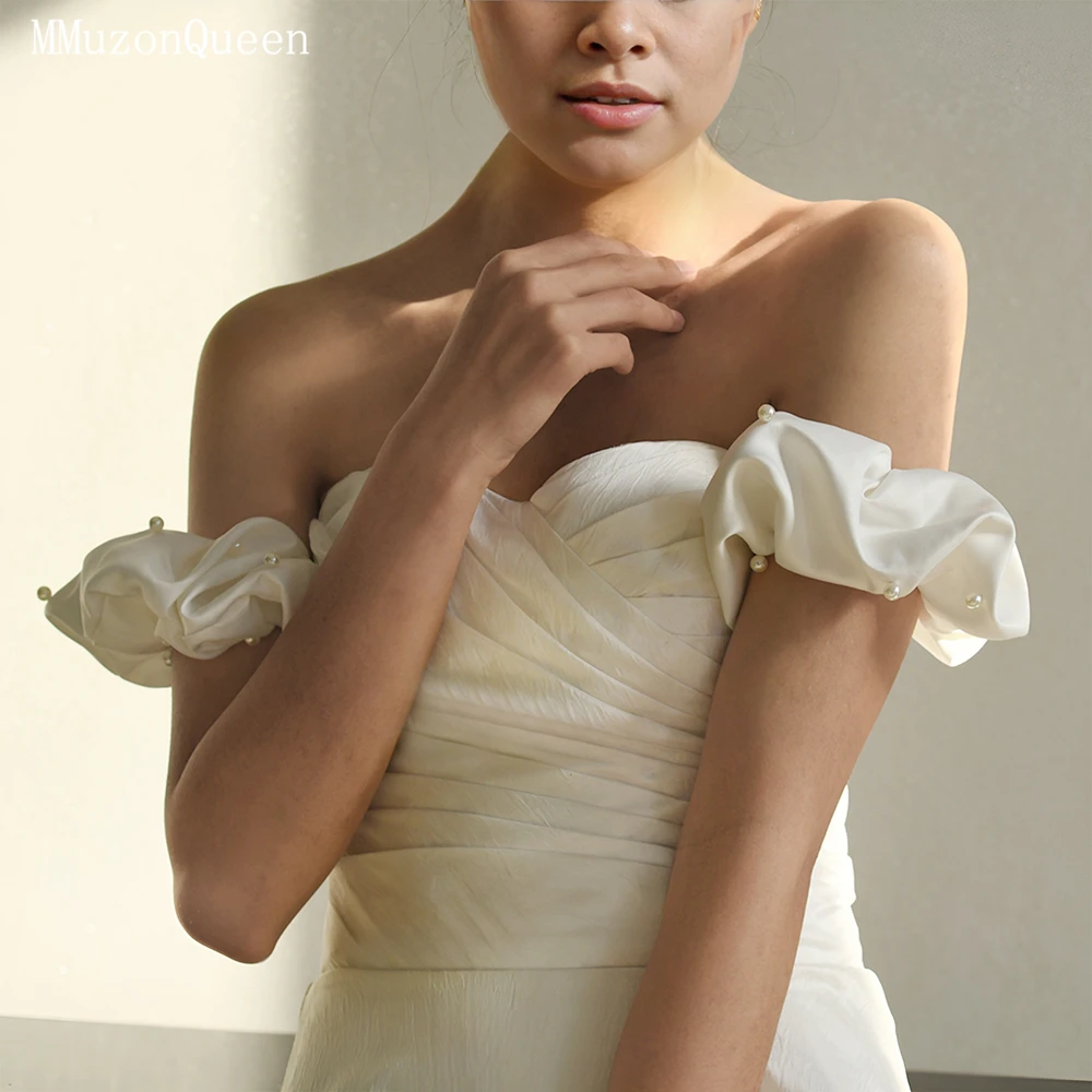 Topqueen luvas de noiva cetim flor bud luvas de casamento pulso longo creme branco feminino luvas meninas única festa acessórios mm40