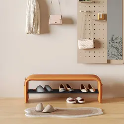 Nordic Shoe Changing Stool Ottoman Bench with Shoe Cabinet Storage and Pocket Organizer for Hallway Entrance Sitting Furniture
